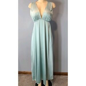 Vtg Satin Slip Dress Sz Small Chemise Maxi 1960s Goddess Empire Waist Fairy